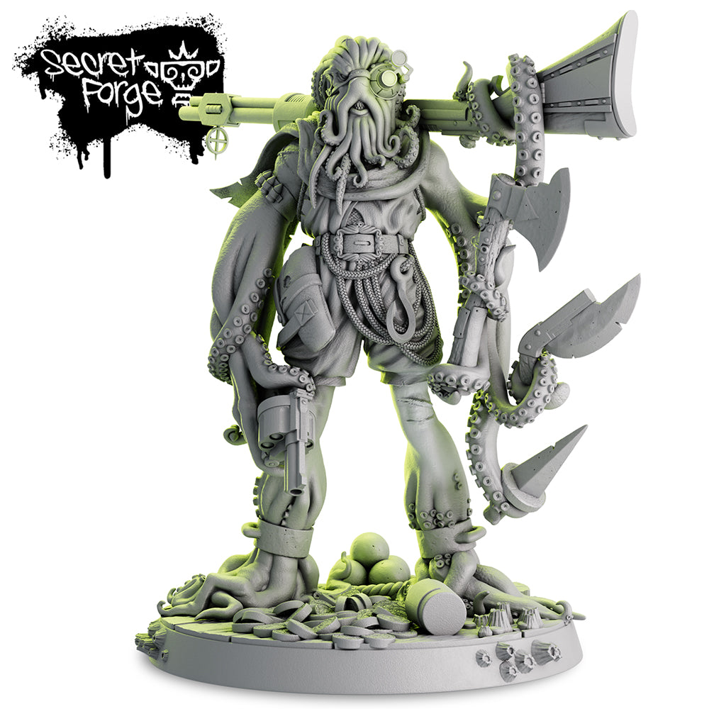 Resin Cepharoth Chambers the Bounty Hunter Miniature, 3D Render, Front View.