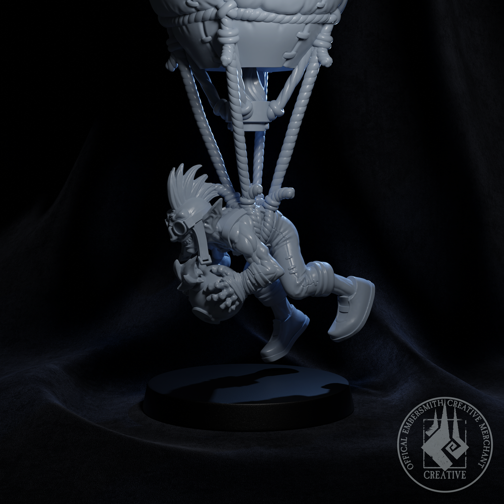 Resin Balloon Bombardier Miniature, 3D render, side view.