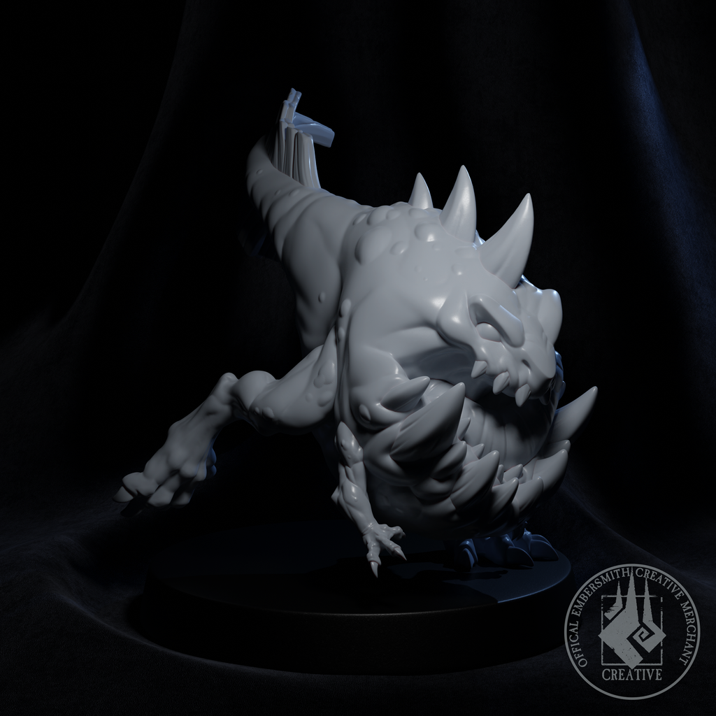 Resin Goblin Great Gnaw Miniature, 3D Resin, Side View Facing Right.