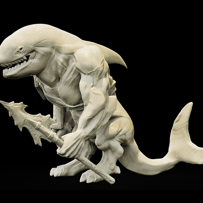 Resin Killer Whale Miniature (Pose 1), 3D Render, Side View.