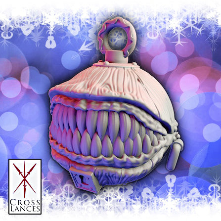 Resin Mimic Ornament with Closed Mouth, 3D Render, Front View.
