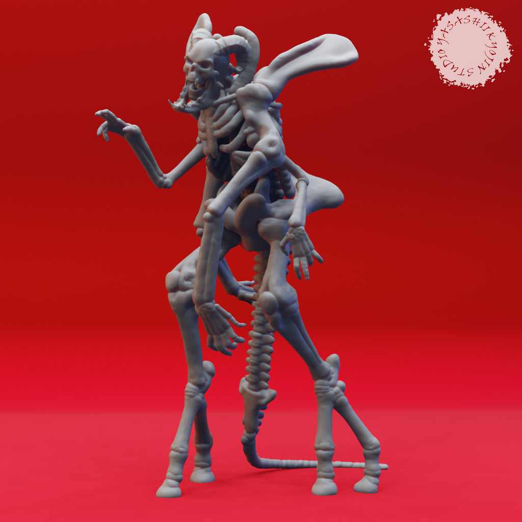 Resin Skeleton Golem Boss Miniature, 3D render, side view.