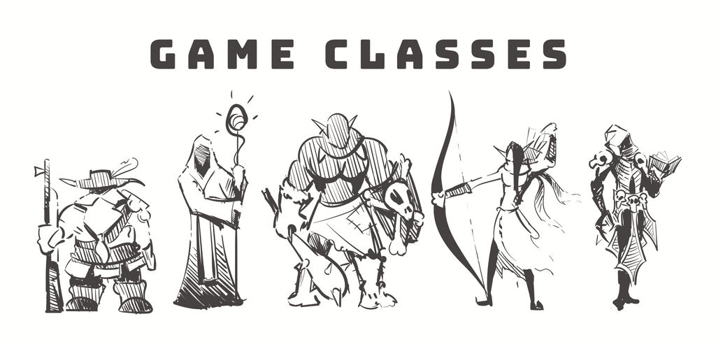 DnD Classes Example, Illustration, Front View. 