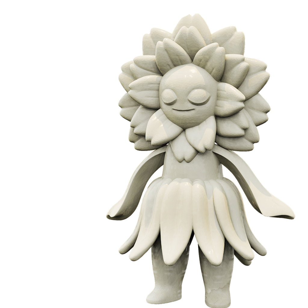 Resin Forest Spirit Flower Miniature (Thorn), 3D Render, Front View.