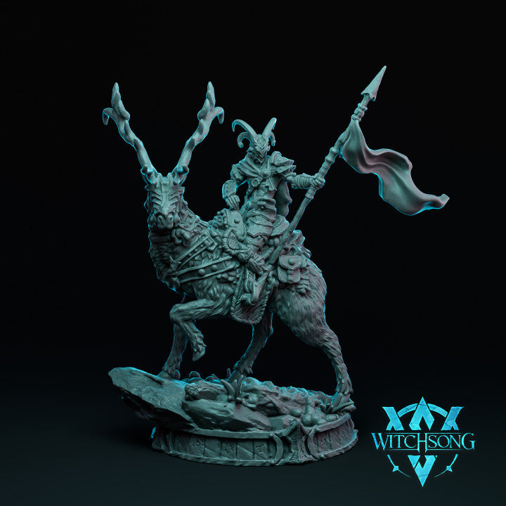 Resin Lieutenant Miniature with Flag, 3D Render, Front View.