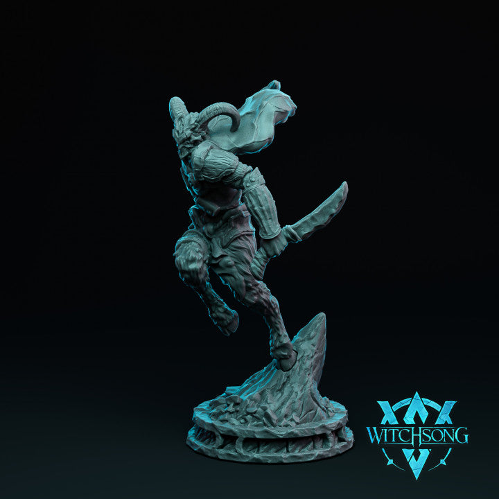 Resin Soldier Miniature with Knife, 3D render, front view.