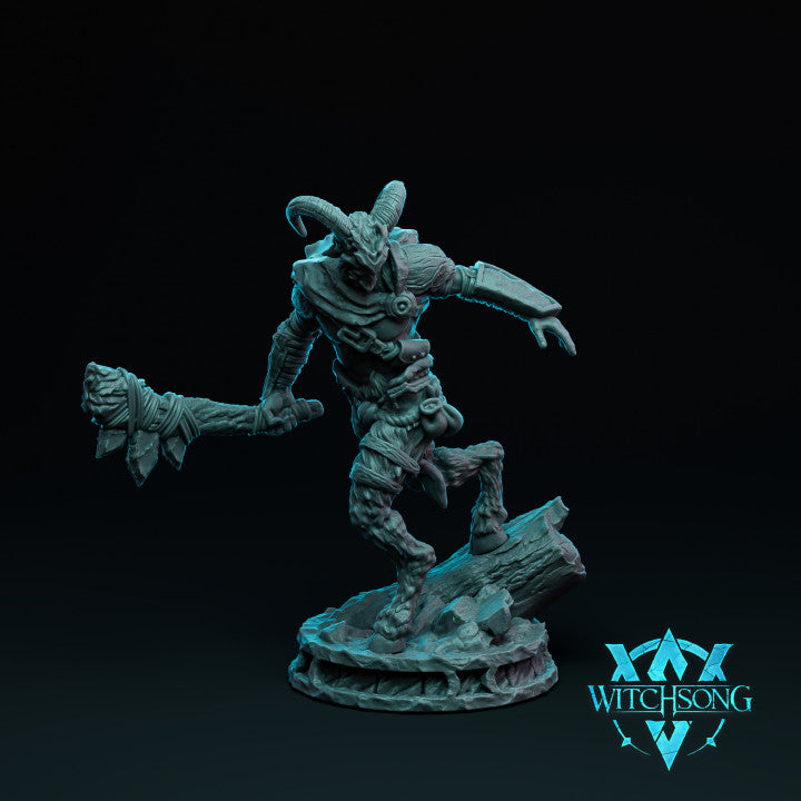 Resin Soldier Miniature with Club, 3D render, front view.