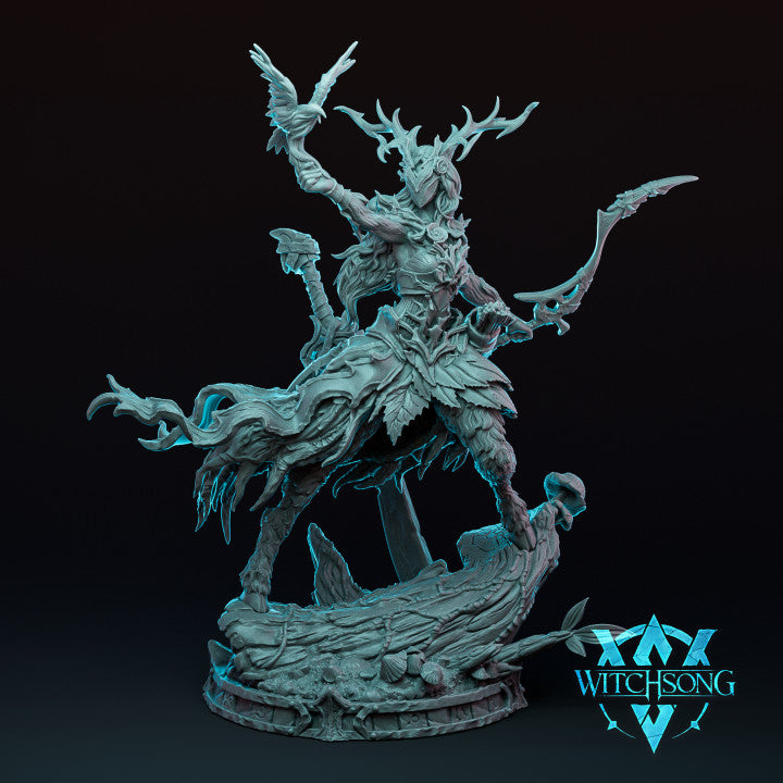 Resin Lady of the Grove Miniature, 3D Render, Front View.