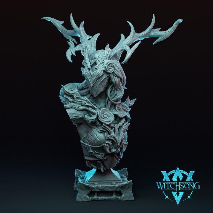 Resin Lady of the Grove Miniature Bust, 3D Render, Front View.