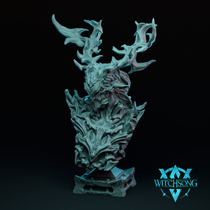 Resin Lord of the Grove Miniature Bust, 3D Render, Front View.