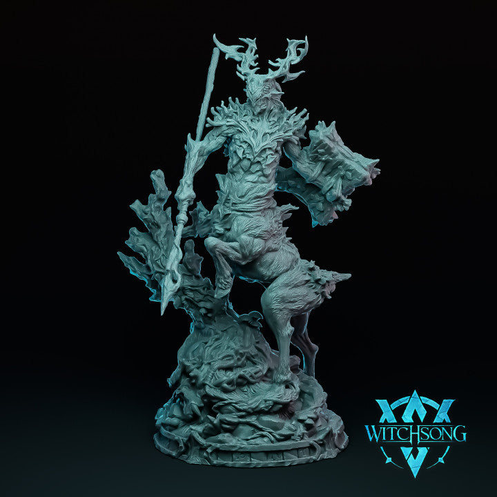 Resin Lord of the Grove Miniature, 3D Render, Front View.