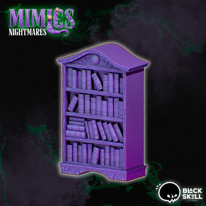 Resin Disguised Mimic Bookcase Miniature, 3D Render, Front View.