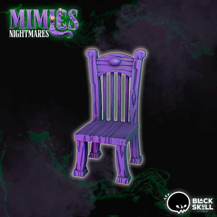 Resin Disguised Mimic Chair Miniature, 3D Render, Front View.