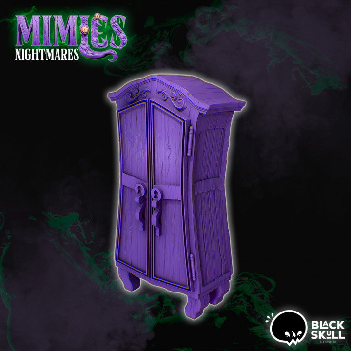 Resin Disguised Mimic Closet Miniature, 3D Render, Front View.