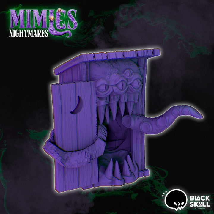 Resin Mimic Outhouse Miniature, 3D Render, Front View. 