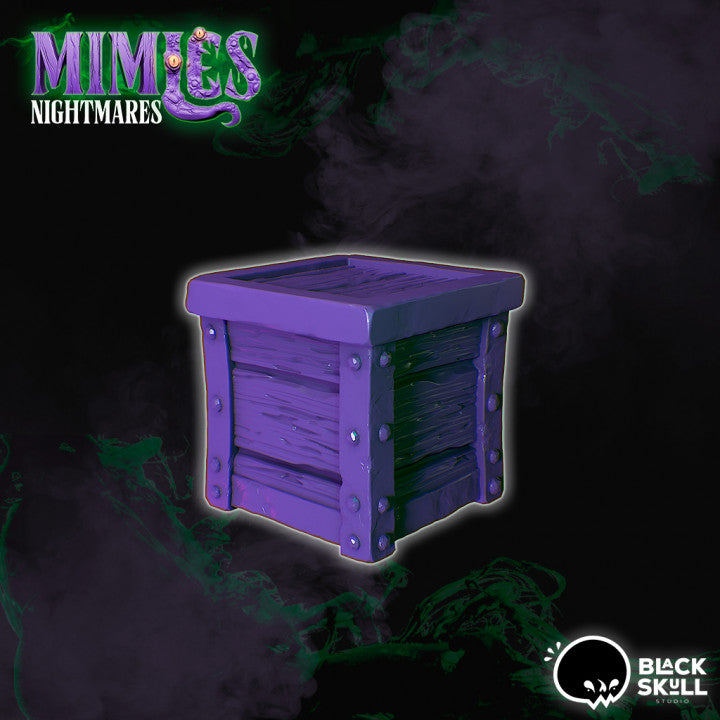 Resin Disguised Mimic Wooden Box Miniature, 3D Render, Front View.