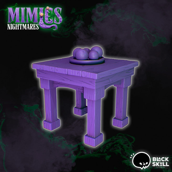 Resin Disguised Mimic Table Miniature, 3D Render, Front View.