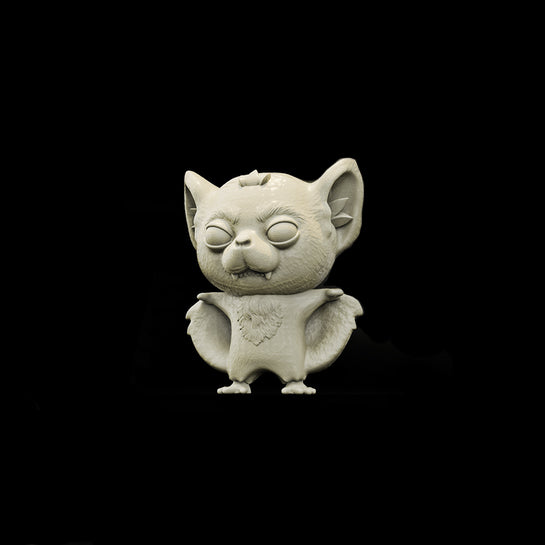 Resin Small Pet Bat Miniature, 3D Render, Front View. 