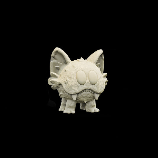 Resin Small Pet Cat Miniature, 3D Render, Side View.