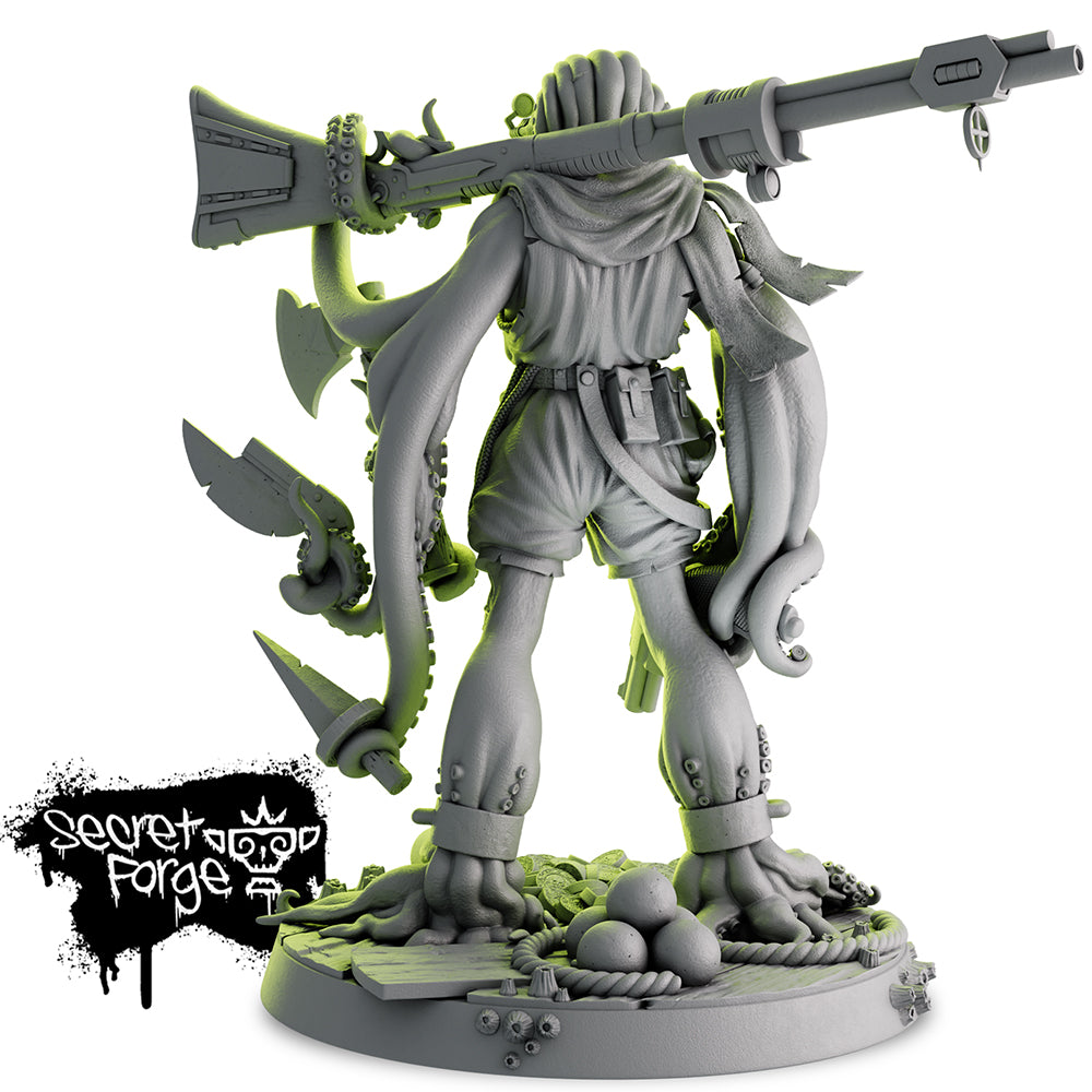 Resin Cepharoth Chambers the Bounty Hunter Miniature, 3D Render, Back View.