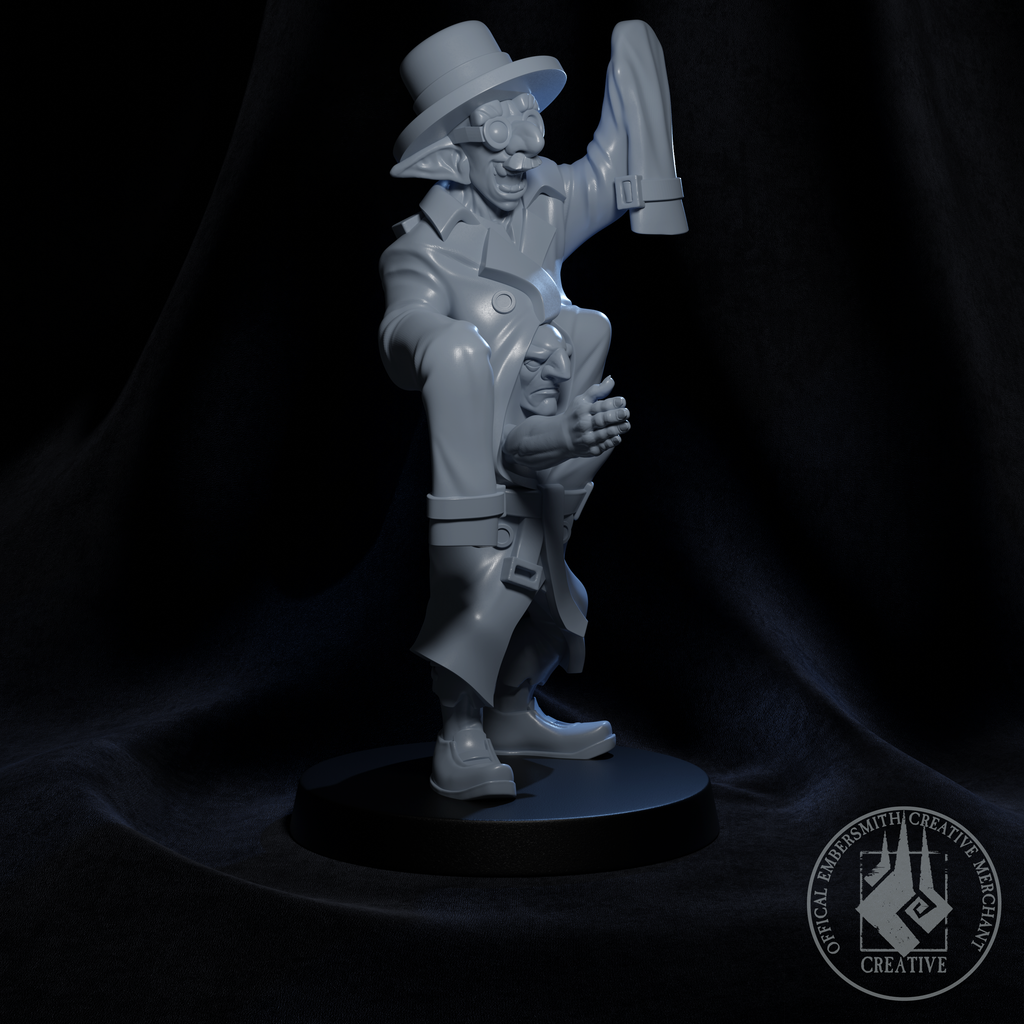 Resin Disguised Goblin Miniature, 3D render, side view.