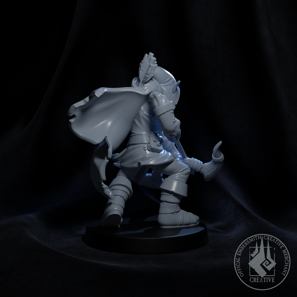 Resin Goblin Ranger Miniature, 3D Render, Back View.