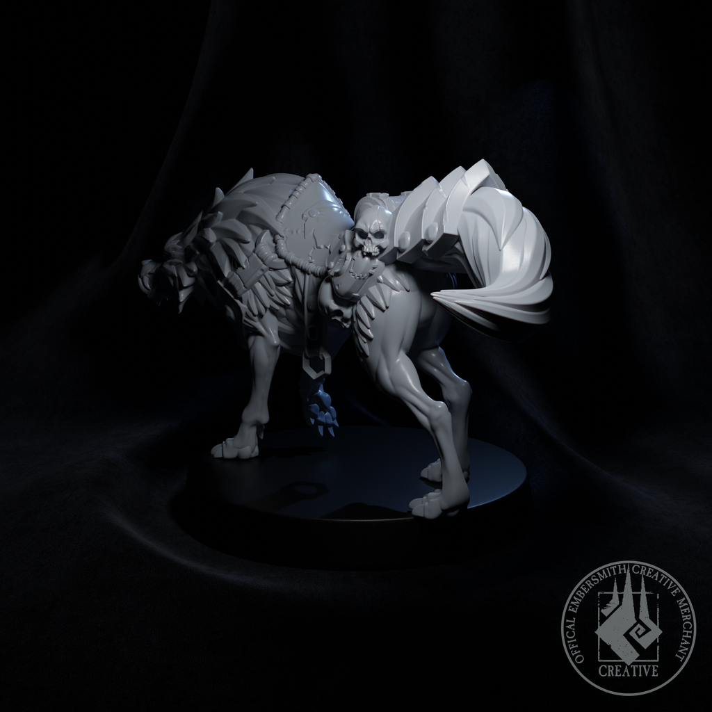 Resin Goblin Wolf Mount Miniature, 3D Render, Back View.