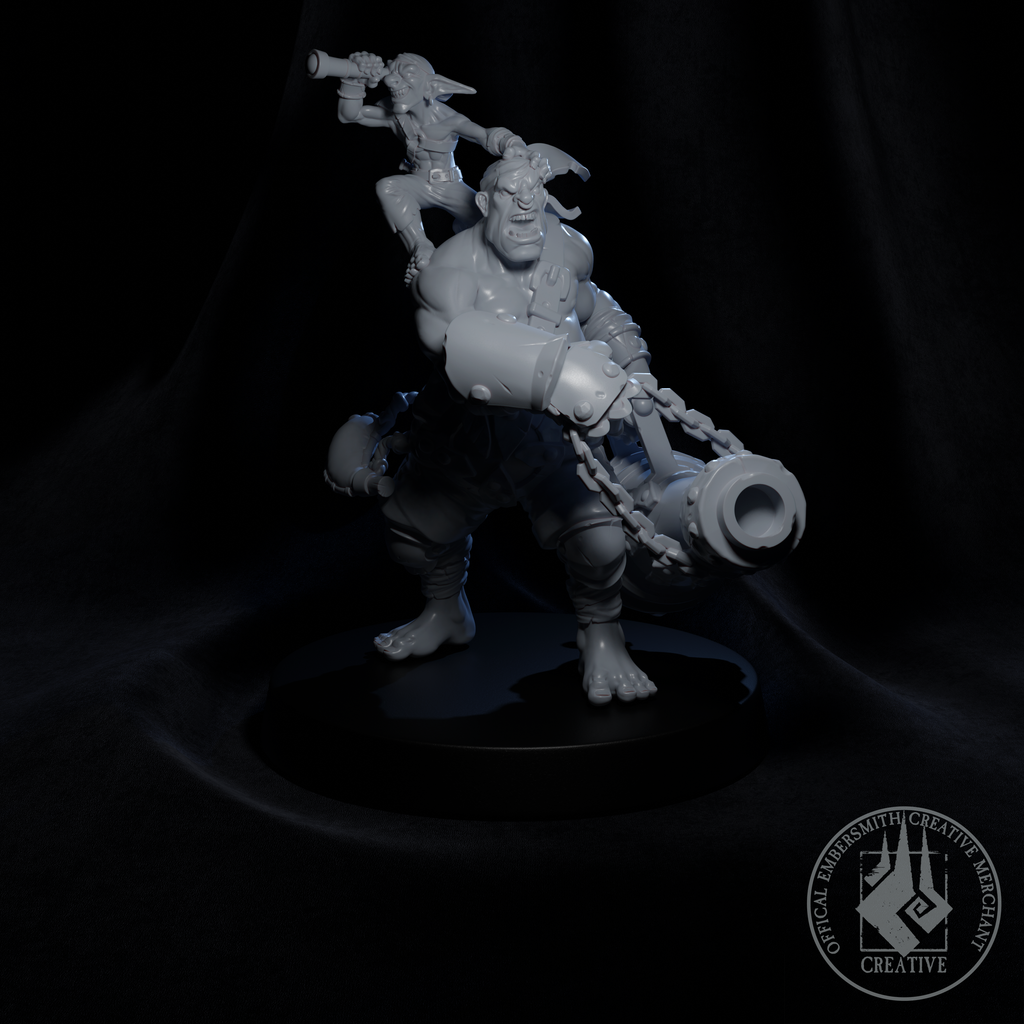 Resin Tick and Boom Miniature, 3D render, front view.