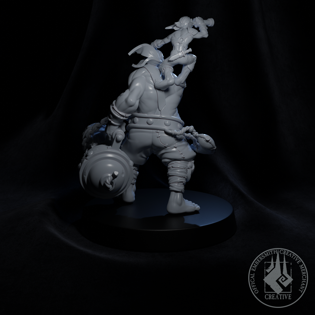 Resin Tick and Boom Miniature, 3D render, back view.