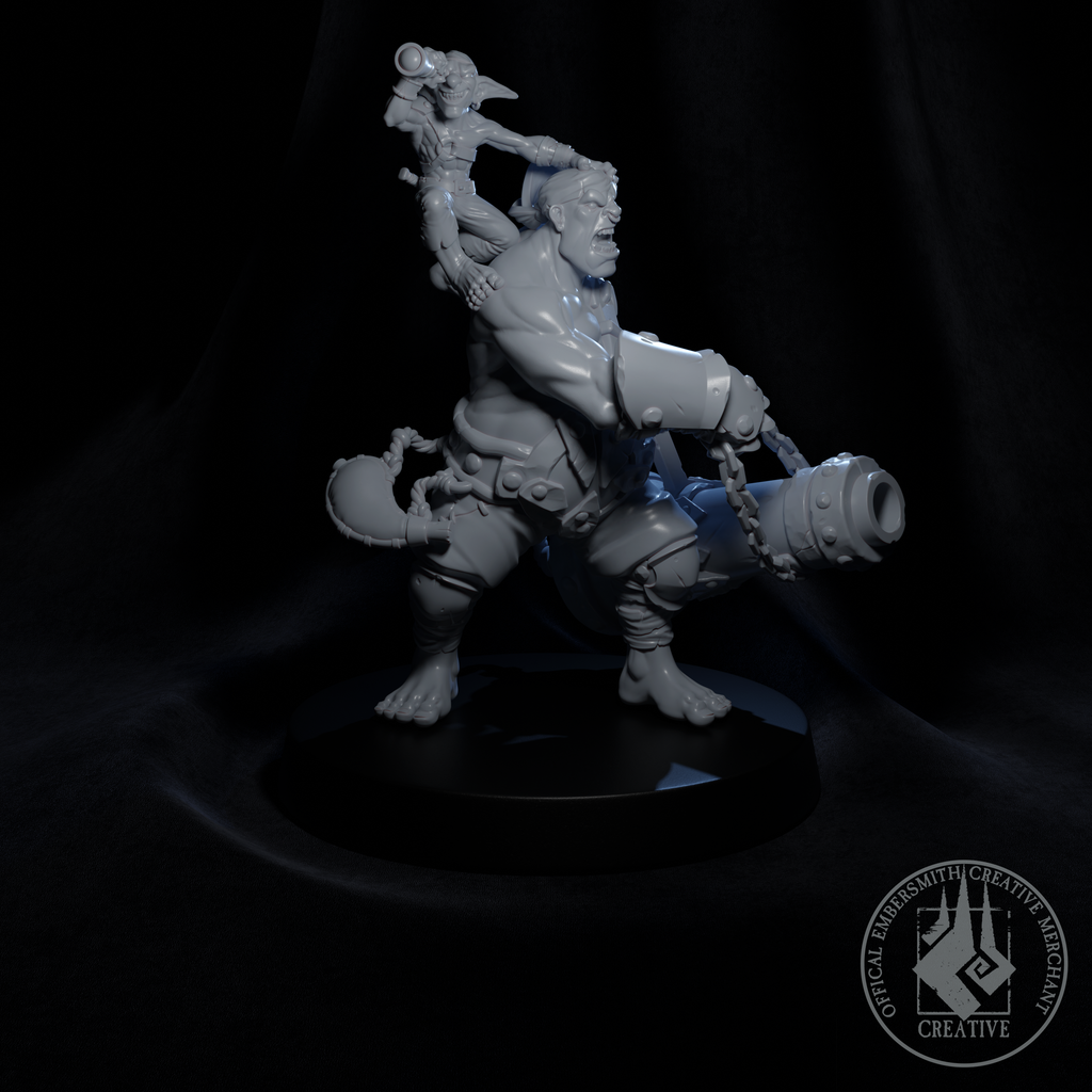 Resin Tick and Boom Miniature, 3D render, side view facing right.