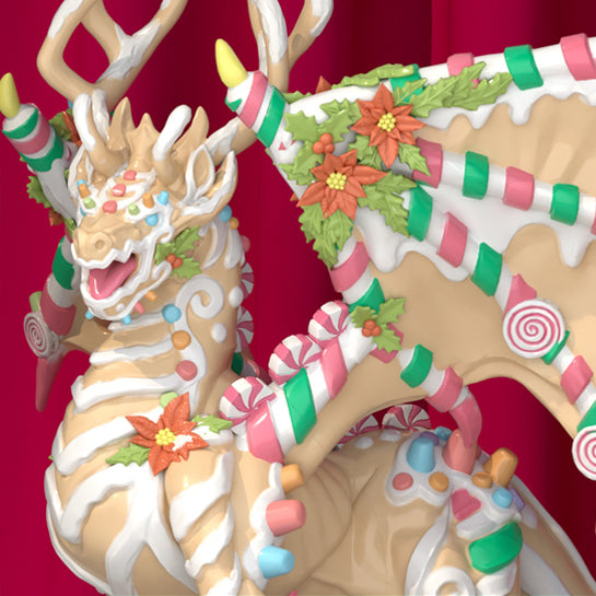 Resin Gingerbread Dragon Miniature, 3D Render, Front Close Up View.