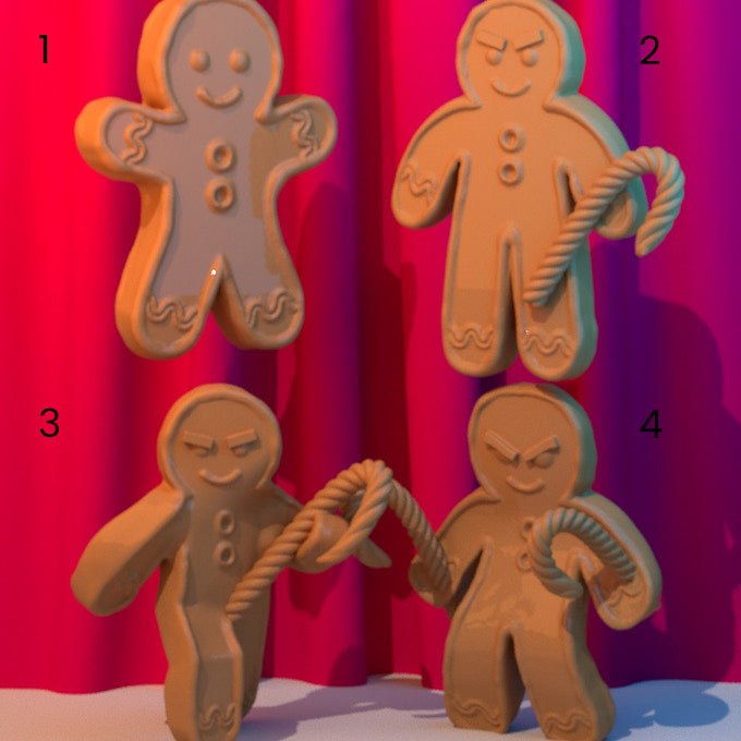 Resin Gingerbread Man Miniature (All Poses), 3D Render, Front View.