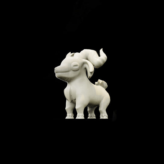 Resin Small Pet Goat Miniature, 3D Render, Side View.