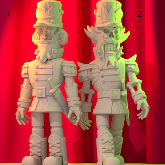 Resin Nutcracker Miniature (Pose 1 and 2), 3D Render, Front View.