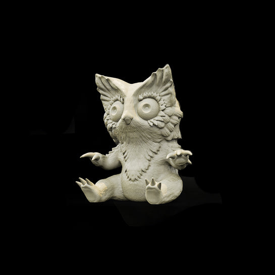 Resin Small Pet Nightowl Miniature, 3D Render, Front View.
