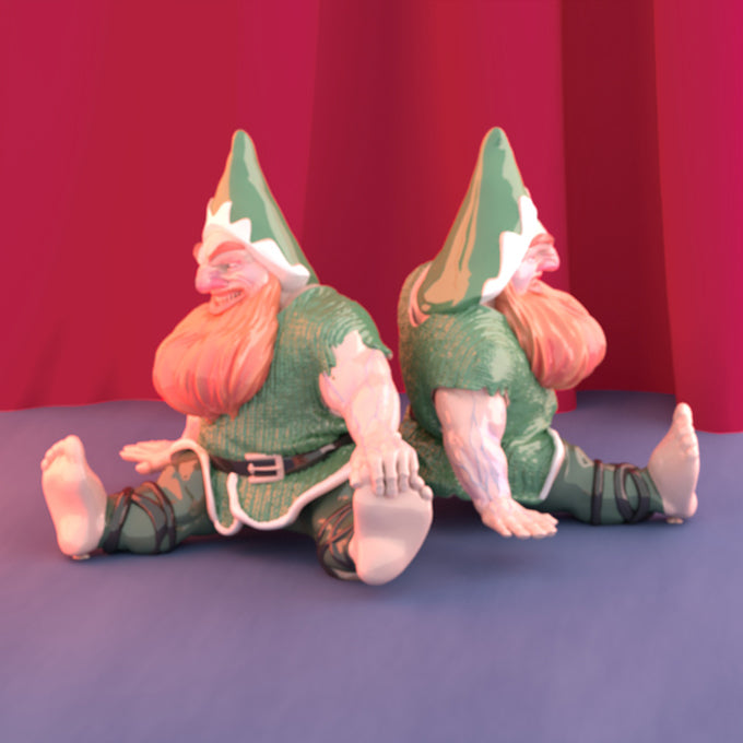 Resin Santa Claus Miniature (Pose 2 Elf), 3D Render, Front View.