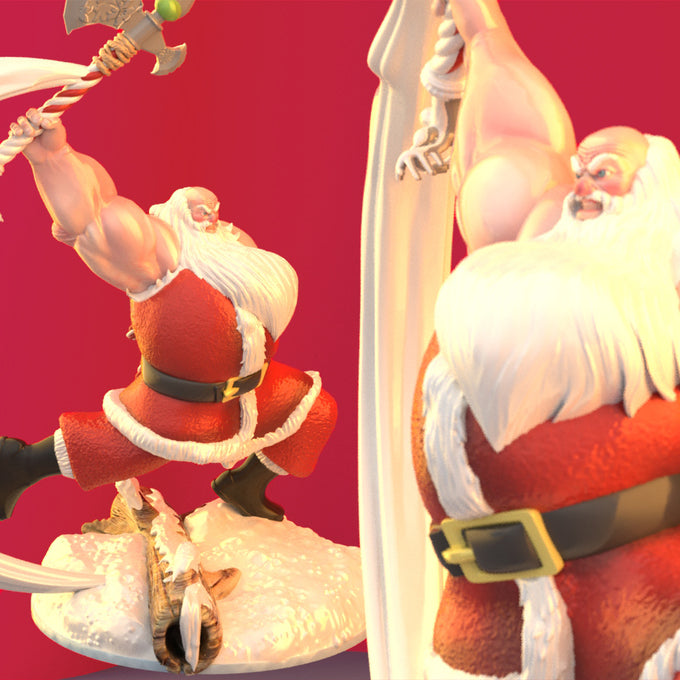 Resin Santa Claus Miniature (Pose 1), 3D Render, Side and Close Up View. 