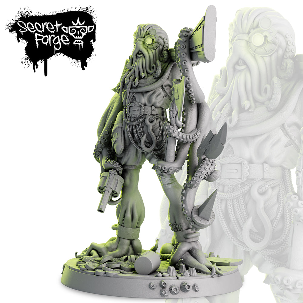 Resin Cepharoth Chambers the Bounty Hunter Miniature 3D Render, Side View Facing Left.