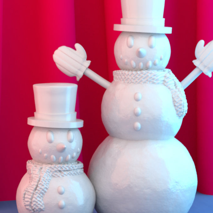 Resin Snowman Miniatures, 3D Render, Front View.