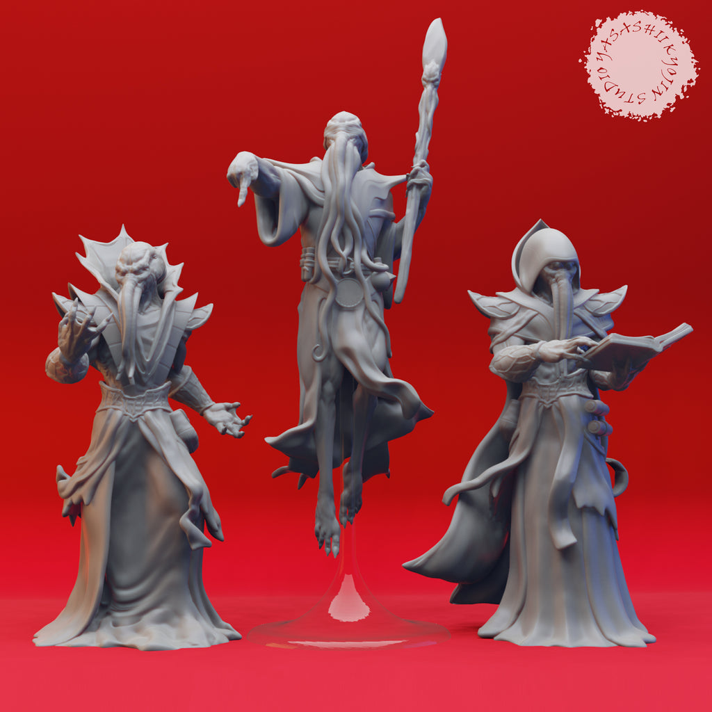 Resin Complete Cthulid Warband Encounter Miniature Bundle, 3D render, front view.