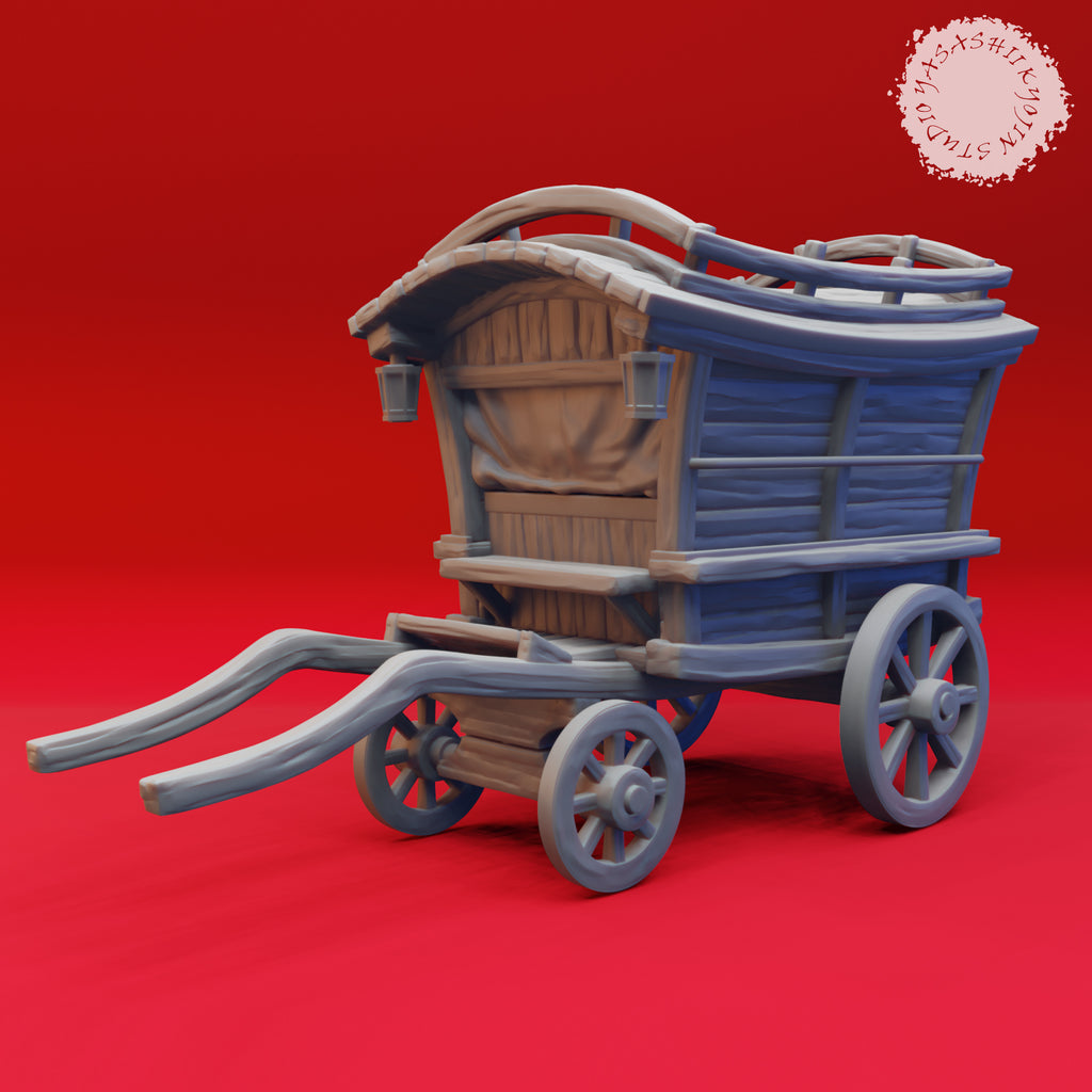 Resin Disguised Mimic Wagon Miniature, 3D render, side view.