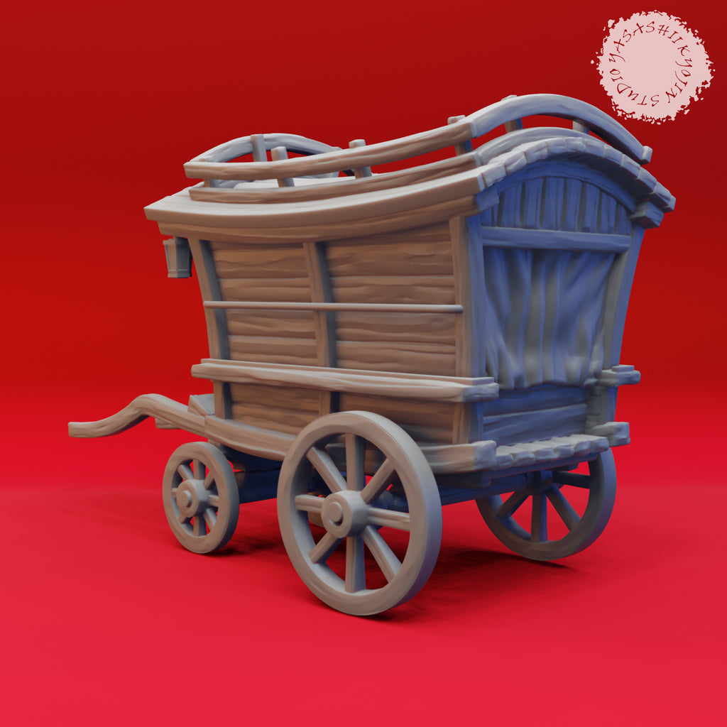 Resin Disguised Mimic Wagon Miniature, 3D render, back view.