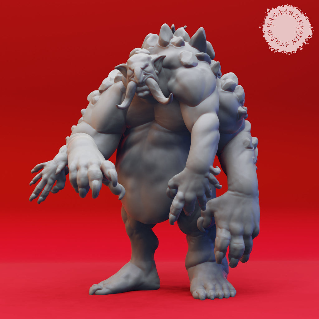 Resin Troll Boss Miniature, 3D Render, Front View.